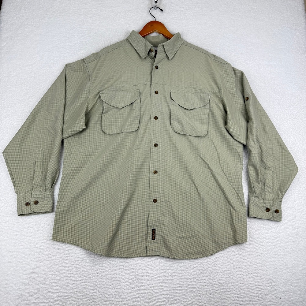 WOOLRICH Vented Shirt Mens XL Long Sleeve Button Down Green Plaid‎ Gorpcore